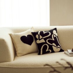 Nordic Minimalist Heart-Shaped Knitted Throw Pillow Original Design Black and White French-Style Living Room Sofa Cushion with Insert