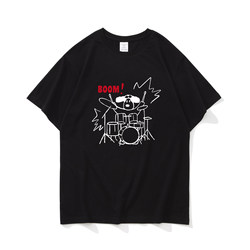 Trendy Drum Set Dog Print Short-Sleeved Men's Summer T-Shirt 2026 Spring Inner Wear 100% Pure Cotton Men's Loose Casual Wear