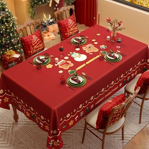 
Christmas tablecloth New Year atmosphere American red festive party decoration tablecloth dining table fabric waterproof