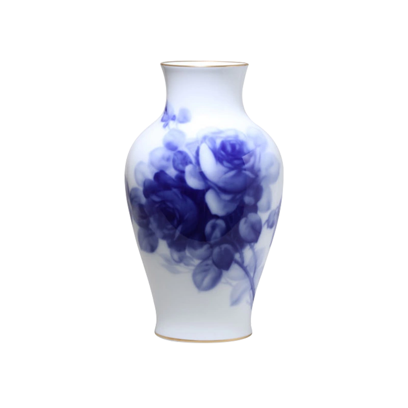 日本大倉陶園OKURA BLUE ROSE藍玫瑰花瓶陶瓷花器擺件搬新家送禮-Taobao