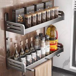 Kitchen Storage Rack, No-Drill Wall-Mounted, Multi-Layer, Multi-Functional Wall Spice Rack, Household Wall Layered Storage Hanging Rack