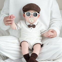 Baby Clothes, Summer Pure Cotton, Handsome Bow Tie Jumpsuit for Baby Boys, Newborn Full Moon, 100 Days, Birthday Party Romper