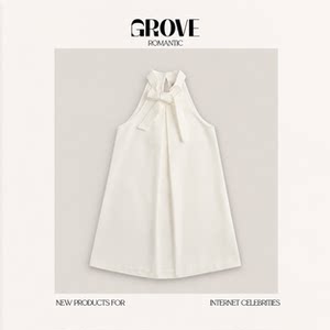 
[Ready Stock] Summer new Korean niche smoothmood strappy halterneck dress sleeveless A-line skirt