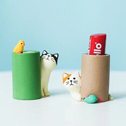 Japanese Zakka Miscellaneous Goods Cute Cat Playing ins Healing-Style Pen Holder Ornament High-End Desktop Decoration Small Gift