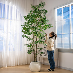Large High-End Artificial Green Plant, Happiness Tree, Indoor Living Room Fake Plant, Bionic Floor-Standing Potted Banyan Tree Decorative Ornament