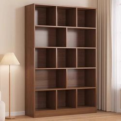 Bookshelf Storage Rack Floor-Standing Home Storage Cabinet Living Room Bedroom Wall-Mounted Storage Cabinet Bookcase Integrated Wall Bookcase