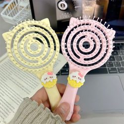 New Cartoon ins Comb, Compact and Portable, Hollow Design, Cat Paw Massage, Soft Teeth, Cute and Fluffy, for Students