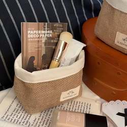 Storage Bag Made of Cotton and Linen Fabric for Dormitory Organization, Wall-Mounted, Behind-The-Door, Wall-Hanging Bag, Desktop Miscellaneous Storage Small Cloth Bag