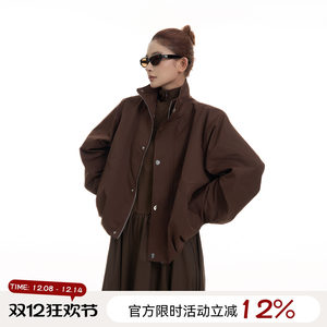 
Wu Tongtong stand collar warm long-sleeved coat for women autumn and winter Korean high-end loose slim versatile cardigan top