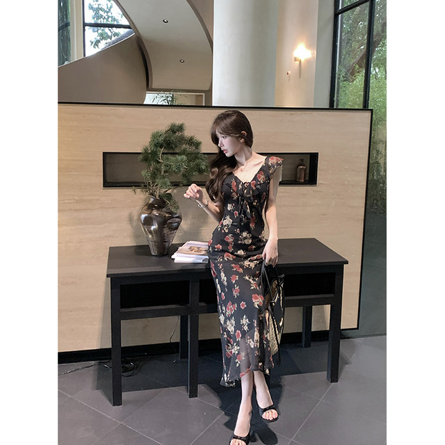 Beautiful flower vest dress gentle temperament atmosphere small skirt R0715 main image 0