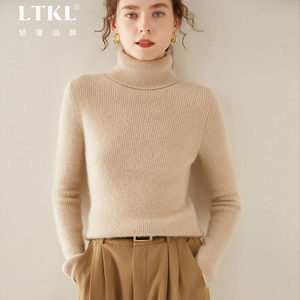 
Ordos double-strand thickened turtleneck cashmere sweater for women in autumn and winter pullover slim base shirt tight knitted sweater