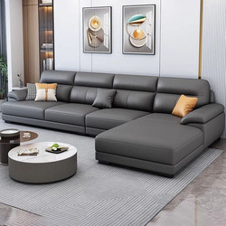 Nordic Genuine Leather Sofa, Modern Minimalist Chaise Lounge Sofa for Living Room, 2025 New Model, Straight-Line Tech Fabric Sofa Set