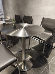 Stainless Steel Solid Small Round Table, Trendy Leisure Table for Milk Tea Shops, Cafes, Dessert Bars, Industrial Style Designer Tables and Chairs