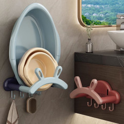[Retractable Washbasin Rack] Rabbit Ear Wall-Mounted Punch-Free Storage Rack for Bathroom, Toilet, Shower, Footbath Storage
