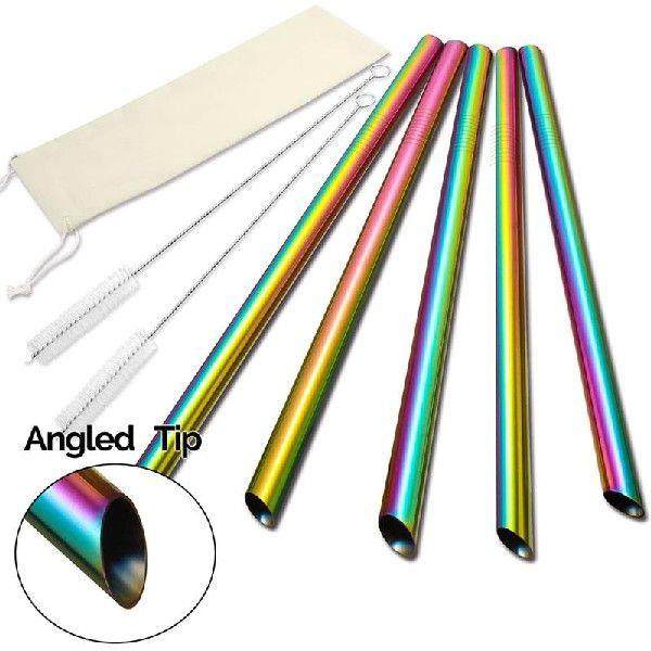 8Pcs Reusable 304 Stainless Steel Straw Metal Smoothies