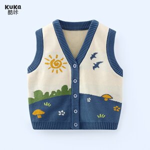 
Children's vest new style boy cardigan sweater vest girl knitted sweater baby horse clip baby toddler shoulder