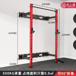 Giant Fitness Commercial Squat Rack Folding Wall-Mounted Home Wall Rack Indoor Power Rack Bench Press Rack Fitness Equipment