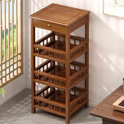 Small Multifunctional Side Table for Living Room, Chinese-Style Movable Creative Storage Rack and Cabinet