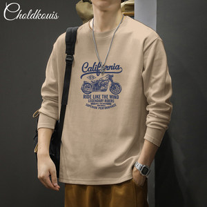 
Pure cotton long-sleeved T-shirt men's sweatshirt spring and autumn trendy loose and versatile casual round neck base shirt autumn top