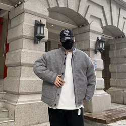 Winter Men's Faux Two-Piece Stand Collar down Jacket Versatile Trendy Japanese Style Patchwork Plaid Design Warm down Jacket