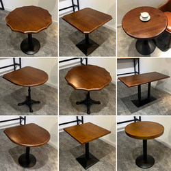 Restaurant Tables and Chairs, Commercial Cafe American Retro Solid Wood Small Round Tables, Fast Food Cafeteria Noodle Shop Milk Tea Shop Tables
