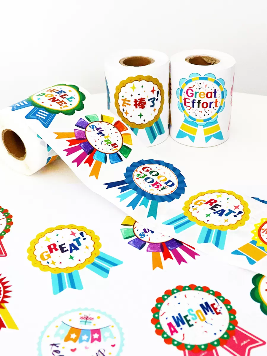 勋章贴纸儿童奖励表扬贴英文中文奖章小红花幼儿园胸章贴积分