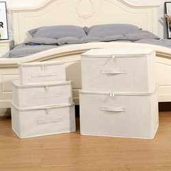 New direct selling Tianshan cotton and linen soft cover storage box fabric clothing storage box folding wardrobe layered new god