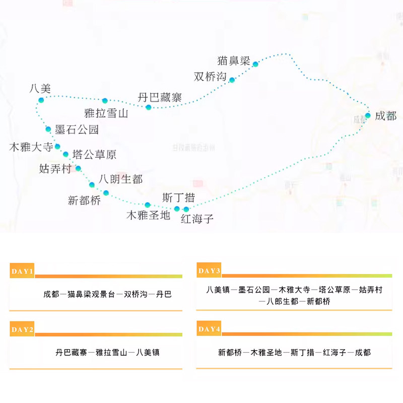 1人勿拍 川西小环线四日游四姑娘山雅拉雪山八朗生都4天3晚私家团
