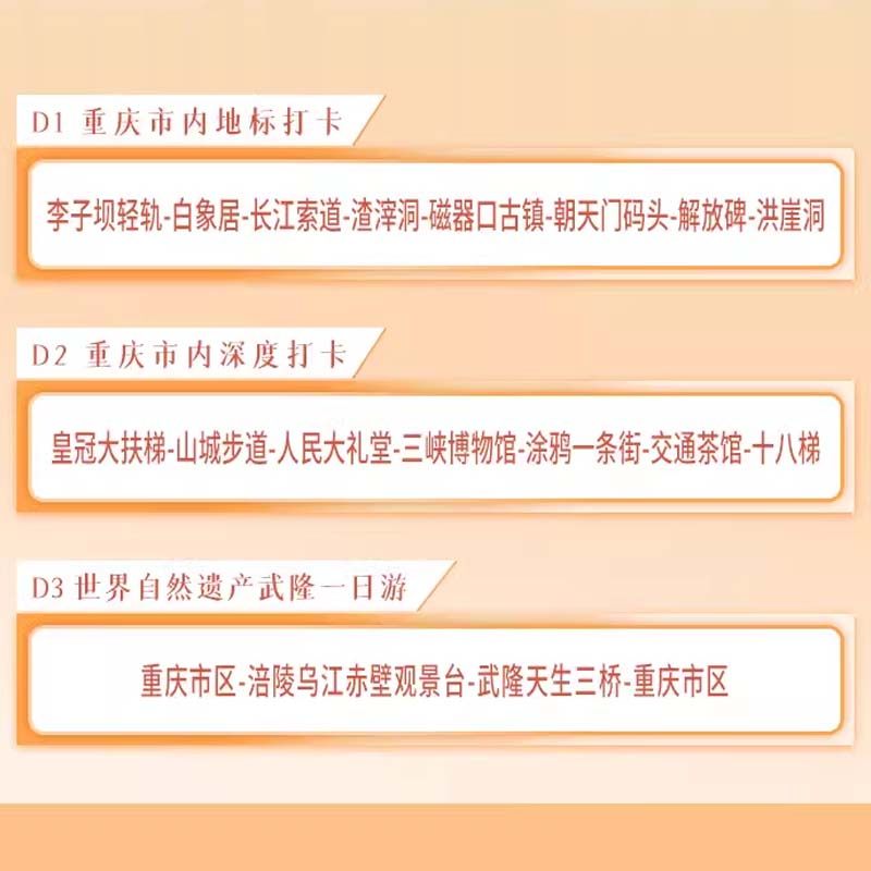 印象重庆3日游长江索道洪崖洞李子坝武隆天生三桥独立私家团