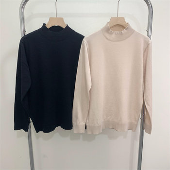 Mother's spring and autumn knitted half-turtle collar temperament bottoming shirt