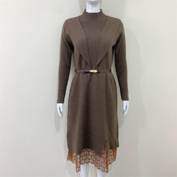 
Mom's autumn and winter knitted fashionable base sweater dress for women