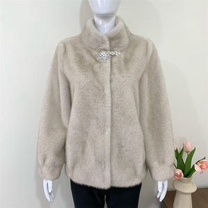 
Mom's autumn and winter short mink velvet top middle-aged noble lady woolen coat middle-aged and elderly women's fur coat