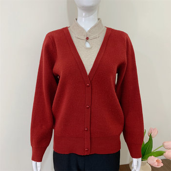 
Mom's autumn and winter fake two-piece velvet thickened sweater for women