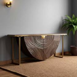 North American Black Walnut Wood Entryway Console Table with a Modern High-End Feel, Mid-Century Design, Storage Entryway Cabinet, Living Room Storage Cabinet