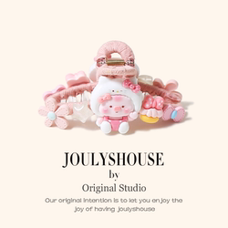 Japanese and Korean Cartoon Strawberry Bear Pig Handmade Claw Clip, Elegant Women's Back-Of-Head Updo Shark Hair Clip, Versatile Hair Accessory