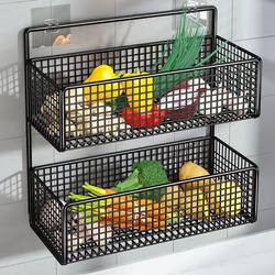 Kitchen Storage Rack for Onions, Ginger, and Garlic, Wall-Mounted Organizer for Various Fruits and Vegetables, Wall-Draining, No-Drill Storage Solution