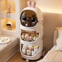 Japanese Trolley Storage Rack for Home Use, Cartoon Style, for Baby Items, Snacks, Toys, Multi-Layer with Wheels, Multifunctional
