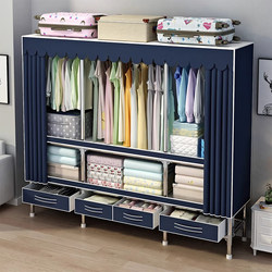 Simple Wardrobe with Drawers for Home Use in the Bedroom, Sturdy and Durable Fabric Wardrobe with Reinforced and Thickened All-Steel Frame, Assembled and Heightened for Added Strength