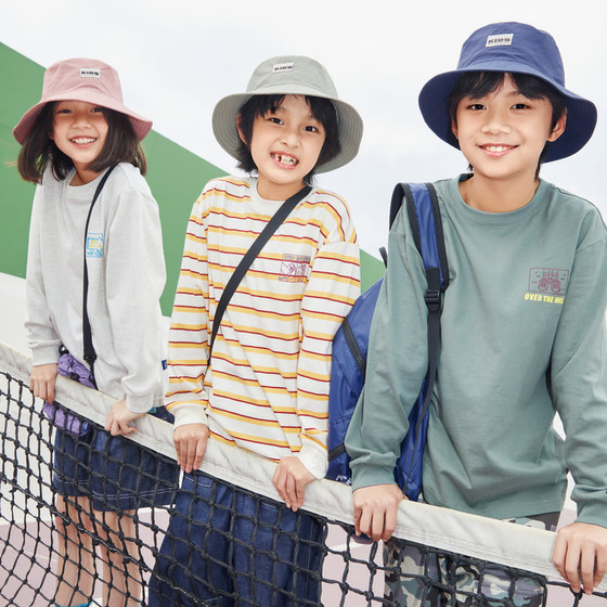 
mipo children's summer casual long-sleeved T-shirt Outlets boys and girls tops pure cotton striped bottoming shirt trendy