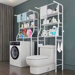 Toilet Storage Rack Above the Bathroom, Behind the Washing Machine, No-Drill Multi-Layer Floor-Standing Storage Rack for the Toilet