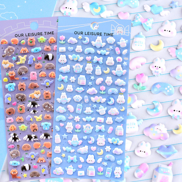 Japanese cute little animal food 3d three-dimensional bubble stickers for children girls mobile phone case decoration small nose stickers