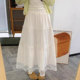 Korean white lace spliced ​​multi-layer ruffled skirt with large sway skirt
