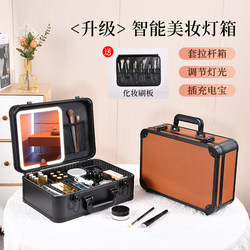 Cosmetic Case 2026 New High-End Portable Large-Capacity Makeup Box with Mirror and Fill Light 15inch Cosmetic Storage Travel Box