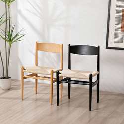 Modern simple Italian braided rope solid wood dining chair for home hotel restaurant coffee milk tea shop B&B leisure chair