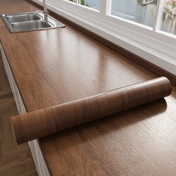 Wood Grain Stove Top Oil-Proof Sticker Waterproof Self-Adhesive Wallpaper Flame Retardant High Temperature Resistant Kitchen Countertop Cabinet Door Renovation Film