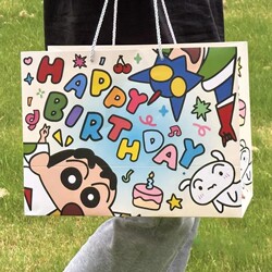 Cartoon Graffiti Cute Little One Happy Birthday Gift Bag Cute Portable Tote Bag Student Large Capacity Shopping Bag