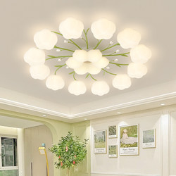 Ceiling Lamp 2025 Model Flower Design Super Bright Living Room Main Light French Cream Style Modern Simple Light Luxury Elegant Whole House Lighting