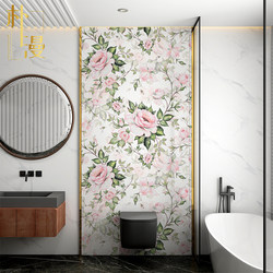 Light French-Style Pink Rose Bathroom Tiles with a Unique Romantic Floral Pattern for Bathroom and Kitchen Wall Tiles