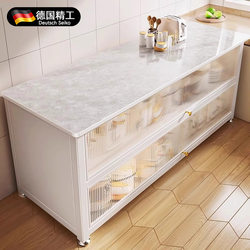 German Kitchen Multi-Functional Storage Rack Floor-Standing Multi-Layer Microwave Oven Storage Cabinet Slate Sideboard