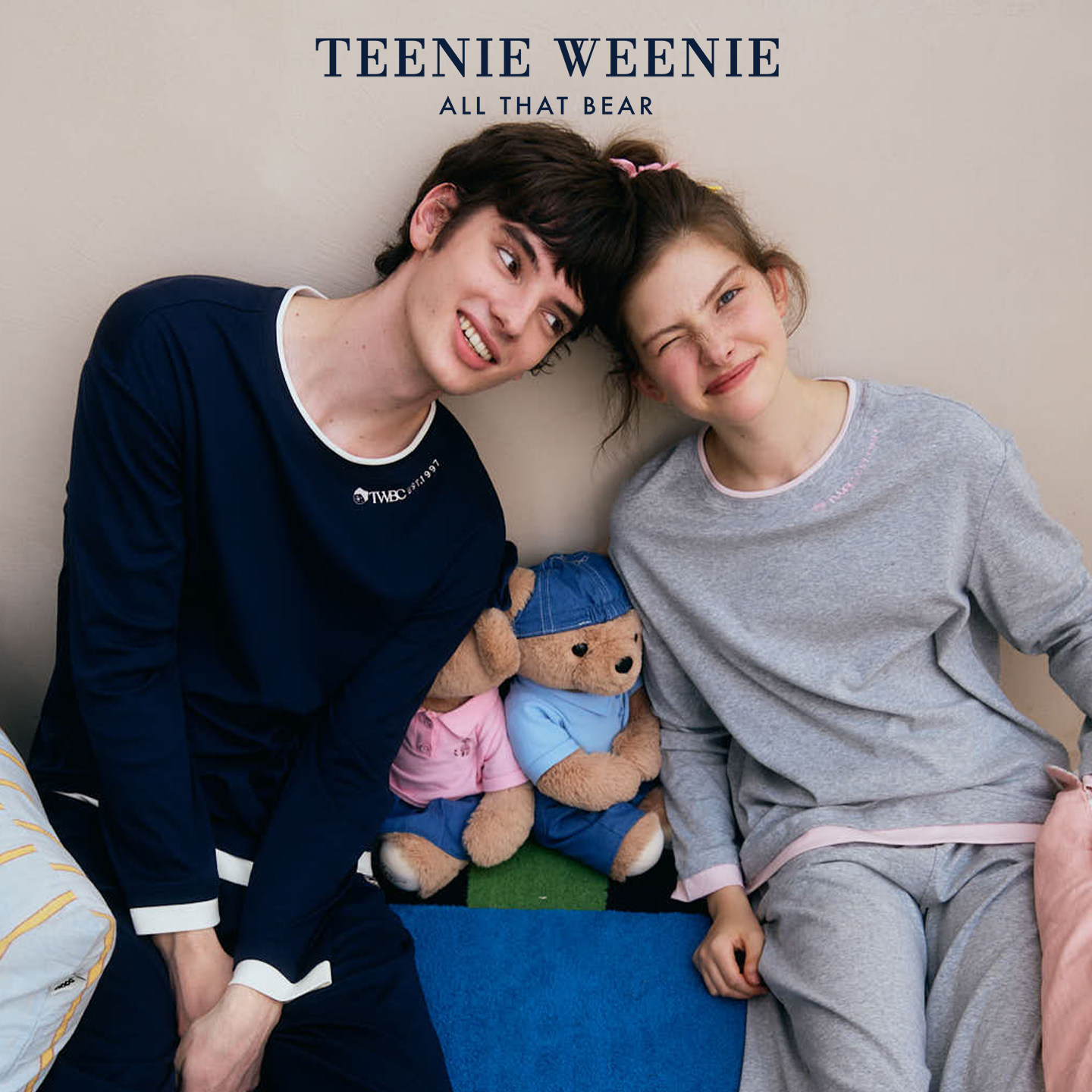 TeenieWeenie Bear Пара пижам для женщин — новинка 2026 года, модальная хлопковая мягкая мужская домашняя одежда с длинными рукавами